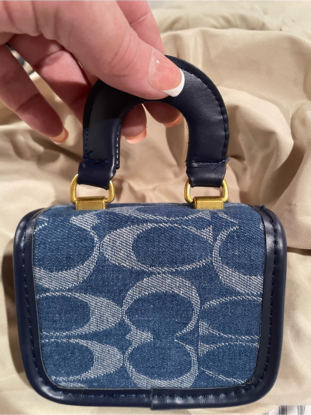 Coach Mini Top-Handle Bag in Denim Blue Crossbody - Picture 12 of 12